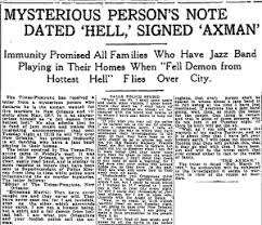 Newspaper coverage of the axman letter