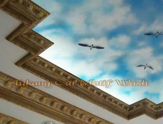 Tukang cat wash urat marmer plafon awan awan