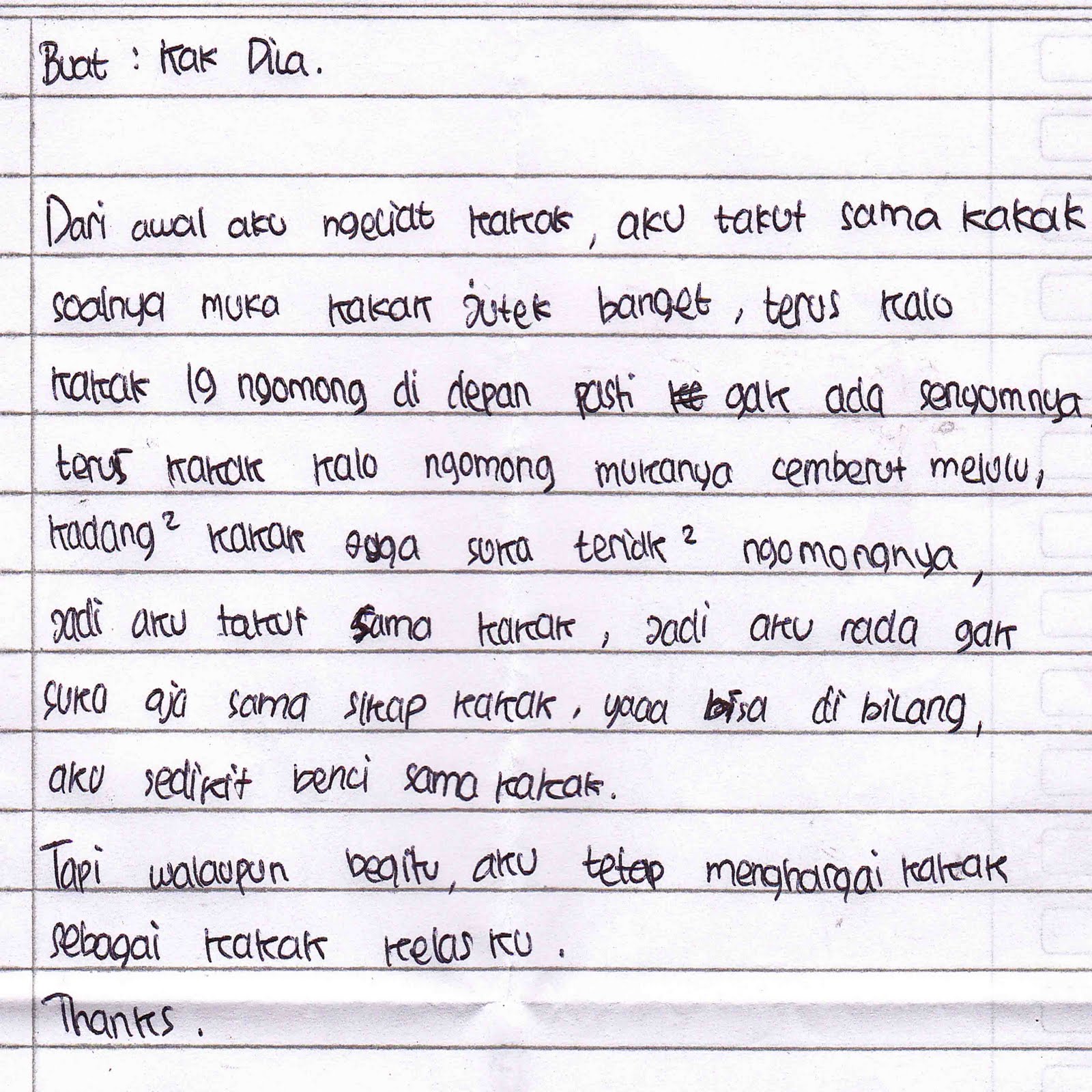 Surat Cina Dan Surat Benci MOS 2011 2012 Dear Dilla Clar Hallo