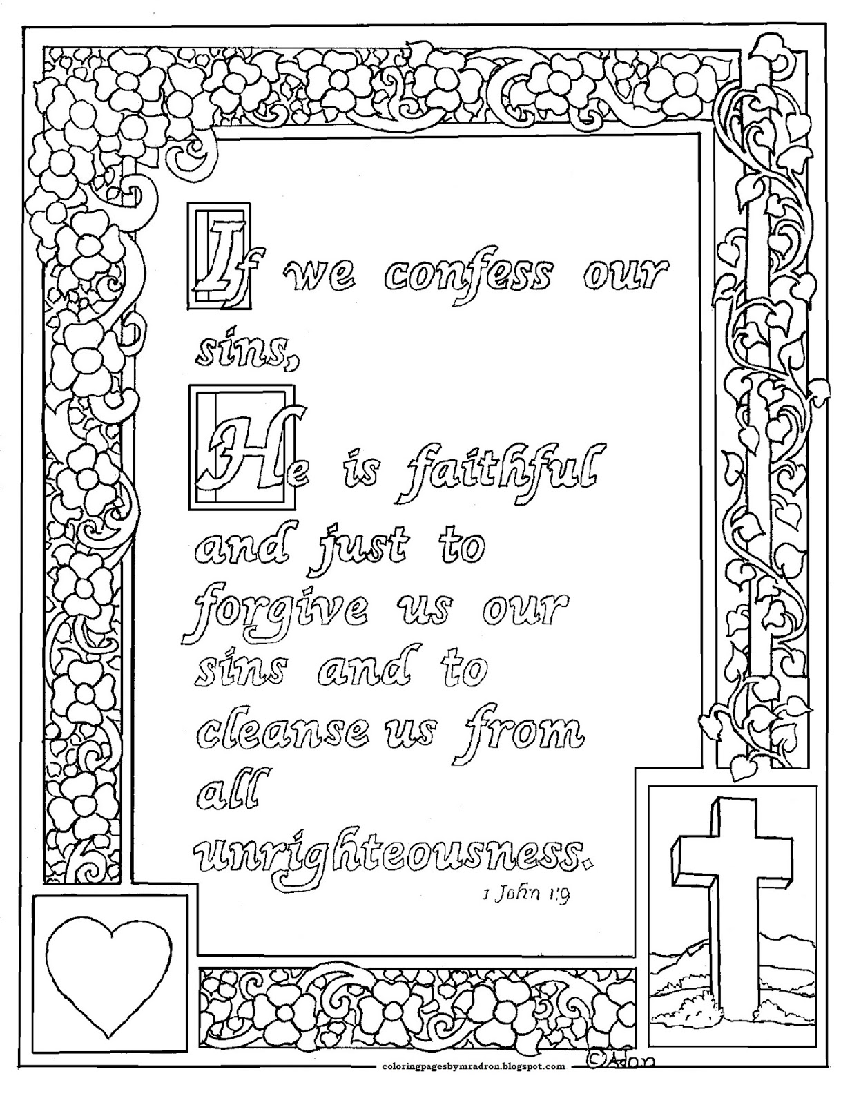 Download Coloring Pages for Kids by Mr. Adron: 1 John 1:9 Print and Color Page