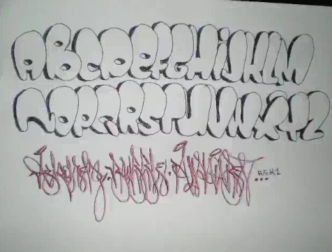 For example the form of sketches graffiti alphabet bubble letters AZ