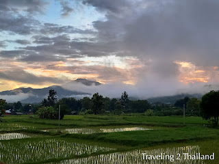 Sunrise over the mountains of Doi Phu Kha in Pua, North Thailand