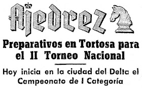 Recorte del Diario Español sobre el Torneo Nacional de Ajedrez de Tortosa 1950