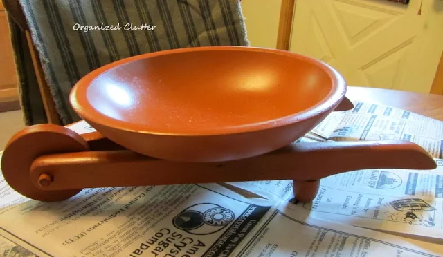 Vintage Wooden Bowl Wheelbarrow