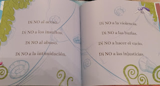 Pagina del libro donde dice no al abuso, a las burlas, a los insultos, a la intimidación... etc.