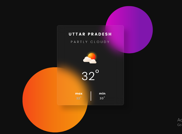 Beautifull Weather Card Design Glassmorphism Using Html & CSS