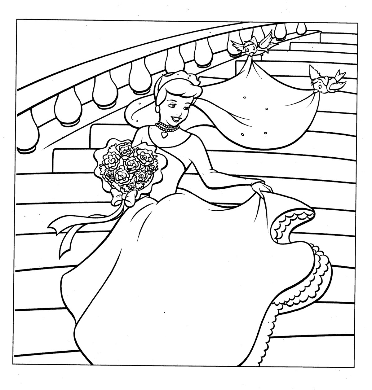 Disney Princess Cinderella and Her Gown Coloring Pages