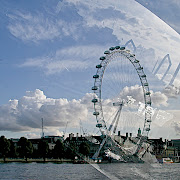 London Eye as seen through window of a London River Bus (img )