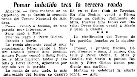 Torneo Nacional de Ajedrez de Alicante 1950, recorte de prensa