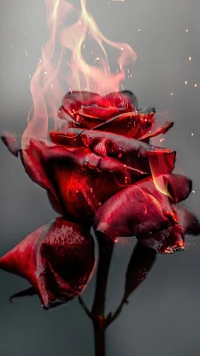 Wallpaper For Phone Rose, Red, Flower, Fire