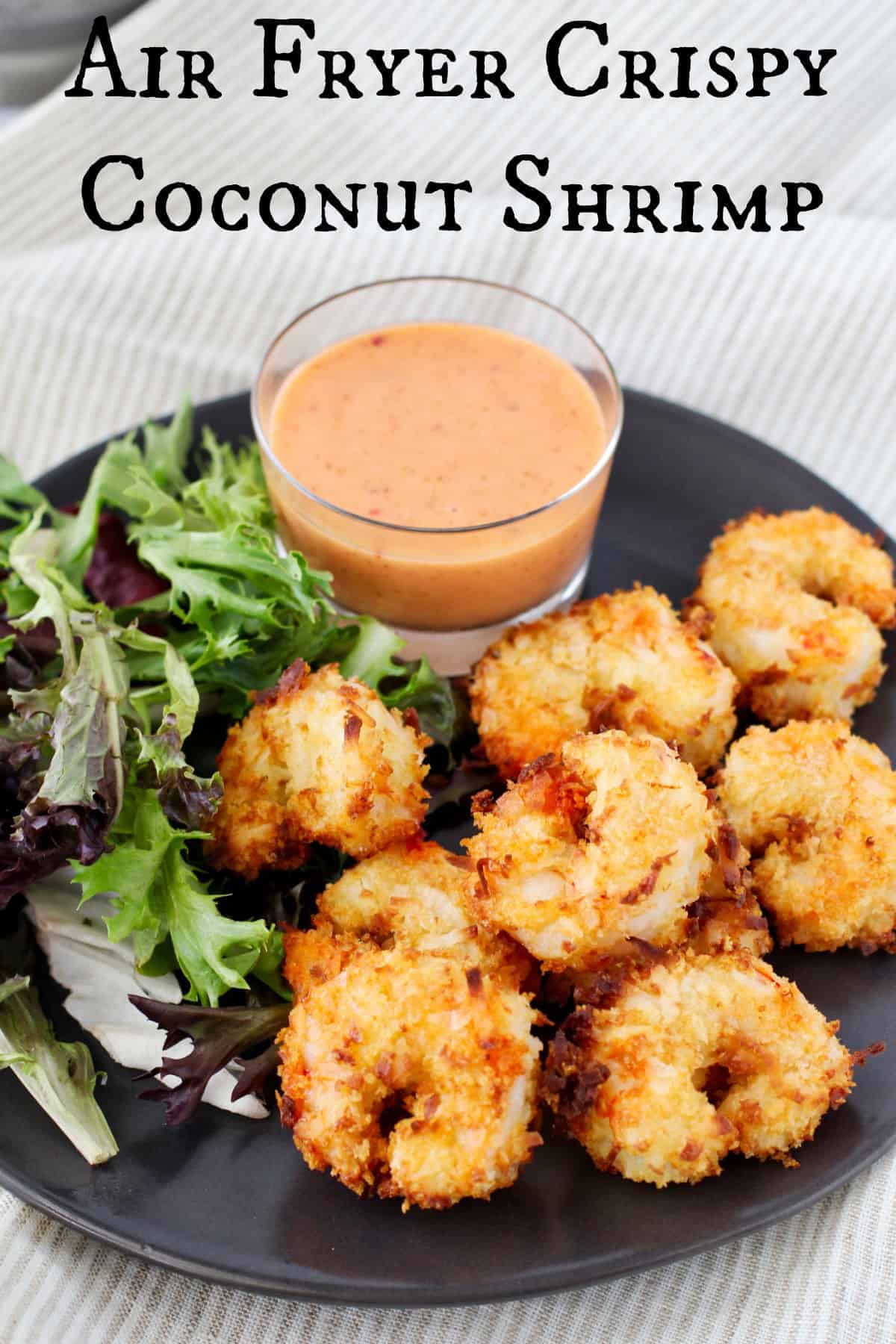 Air Fryer Crispy Coconut Shrimp on a plate.