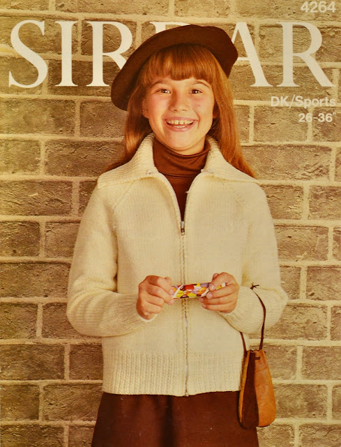 Vintage 1980s Knitting Pattern - Sirdar Pattern 4264  Girls' Zip Jacket with Collar