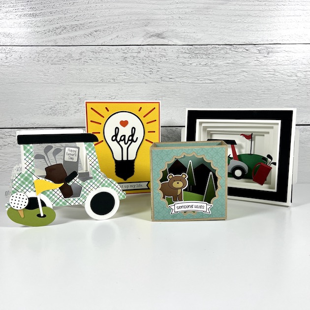 Father's Day Cards with Golf Cart, Lightulb, bear