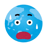 地球のイラスト（驚いた顔）
