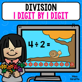 Division 1 digit by 1 digit game that is so cute and fun!