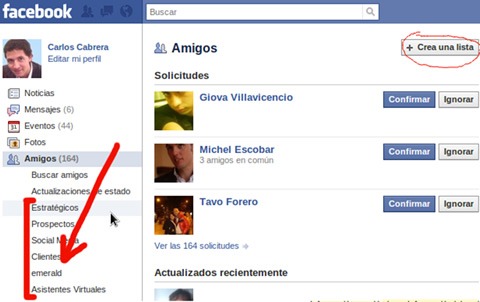 Listas personalizadas en Facebook