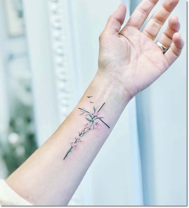 Cross Tattoo, wrist tattoo,