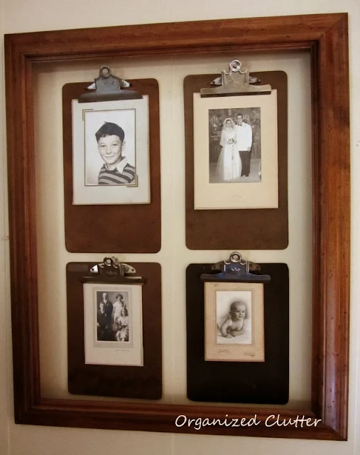 Framed Photo Clipboards www.organizedclutterqueen.blogspot.com