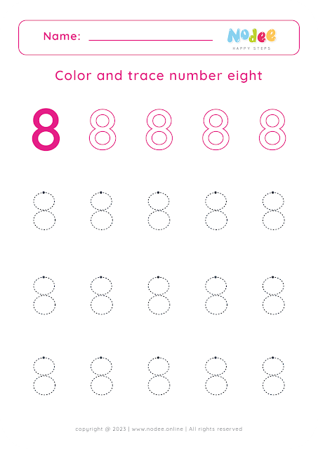 Free Printable Number Tracing Worksheets - number eight