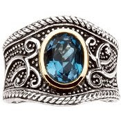 Blue Topaz Sterling Silver Wedding  Ring