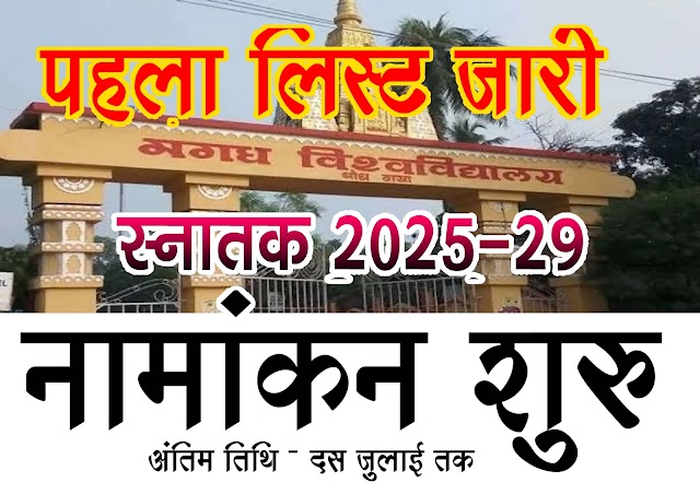 Magadh University UG Admission  2025-29 First Merit List - मगध यूनिवर्सिटी बोधगया स्नातक 2025-29 का पहला मेरिट सूची