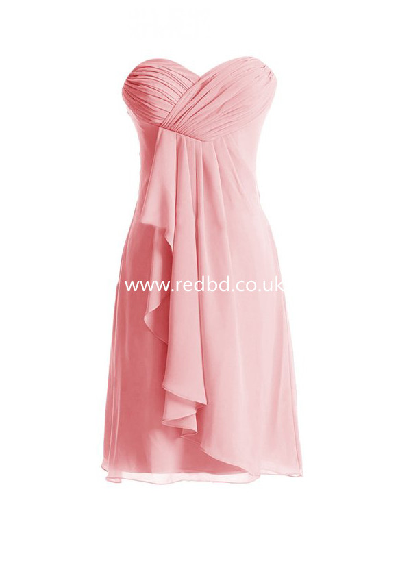 Chiffon Strapless Empire Short Pink Bridesmaid Dress