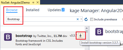 nuget package manager install bootstrap
