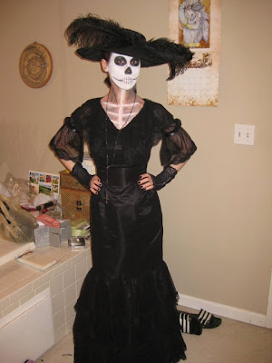 la calavera Catrina costume with an Edwardian-style dress