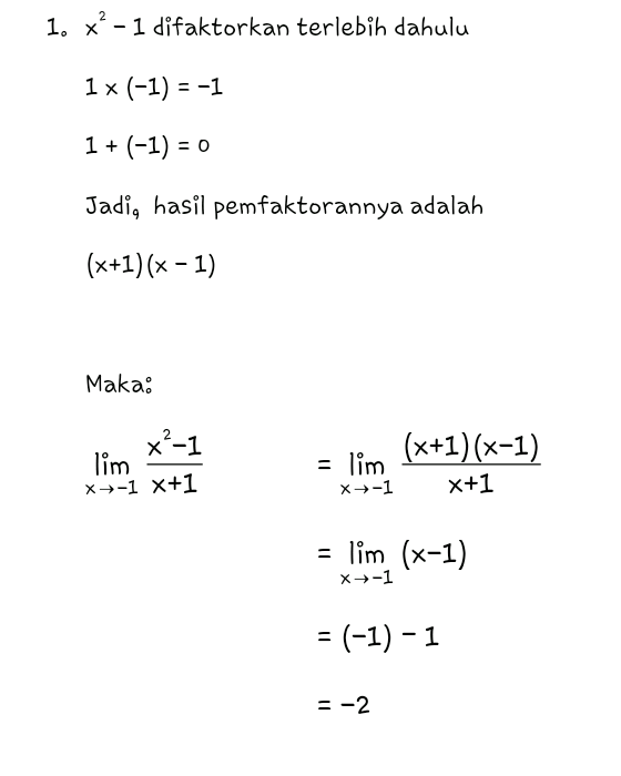 Contoh Soal Limit Fungsi Pemfaktoran Terupdate