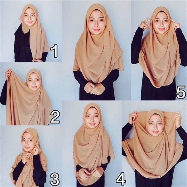 Trend pola kreasi tutorial gaya desain model hijab dengan jilbab atau kerudung segi empa 35 Model Tutorial Hijab Segi Empat Terbaru 2017/2018