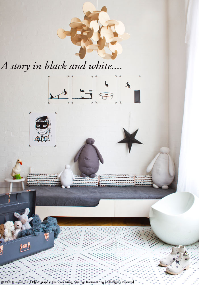  Kids bedroom Monochrome B&W BODIE and FOU Styling: Karine Candice Kong Photography: Francois Kong