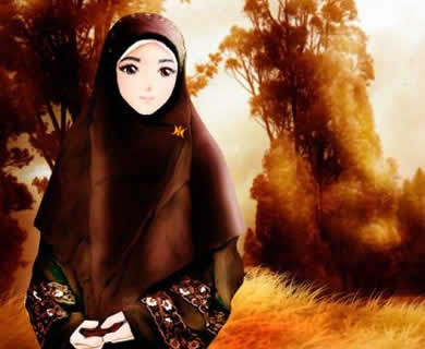 gambar kartun wanita berkerudung