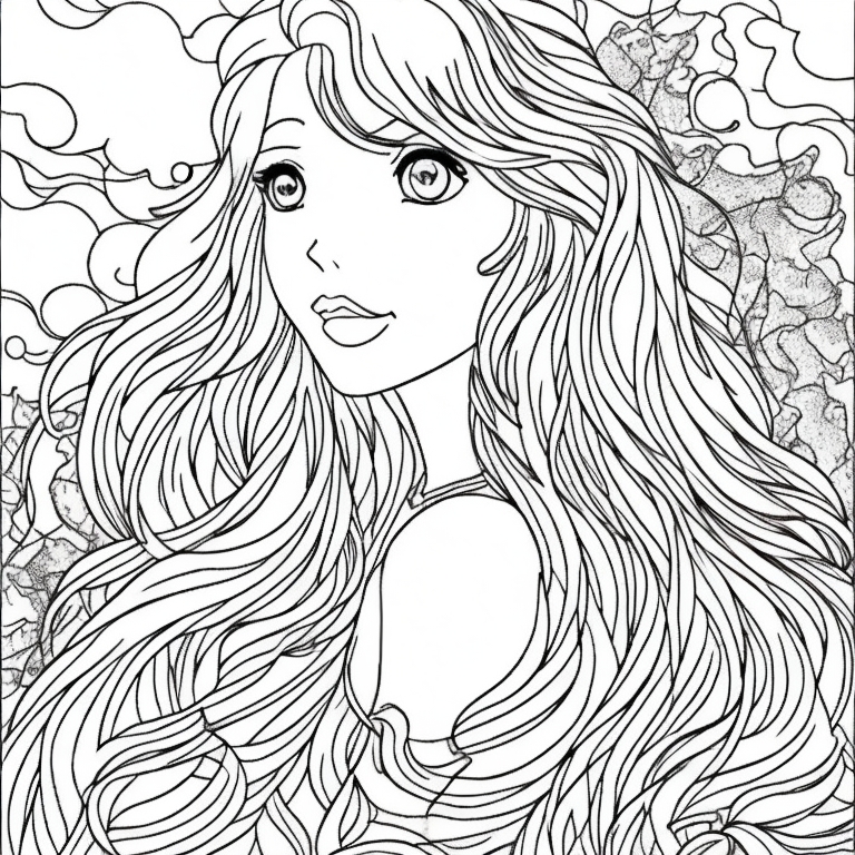 Adult Coloring Page Woman Portrait Coloring Sheet Illustration