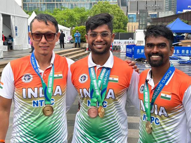 உலக கோப்பை வில்வித்தை போட்டி தென் கொரியாவை வீழ்த்தி தங்கம் வென்றது இந்திய ஆடவர் அணி / Indian men's archery team wins gold after defeating South Korea in Archery World Cup