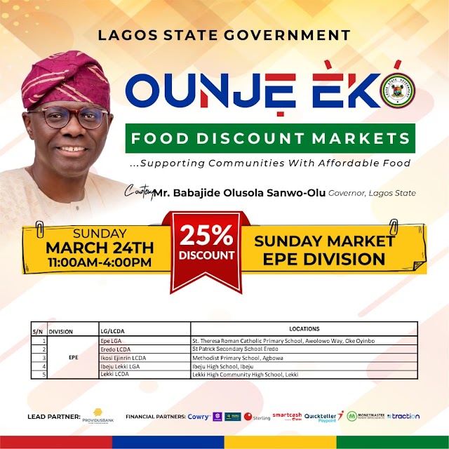 OUNJE EKO MARKETS REOPEN ON SUNDAY