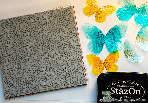 Layers of ink - Clear Acetate Butterfly Tag Tutorial by Anna-Karin Evaldsson. Stamp with Simon Says Stamp Stained Glass.