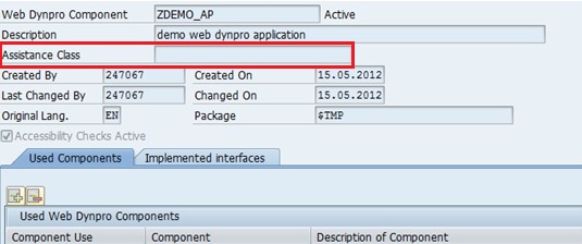 Assistance class in web dynpro ABAP