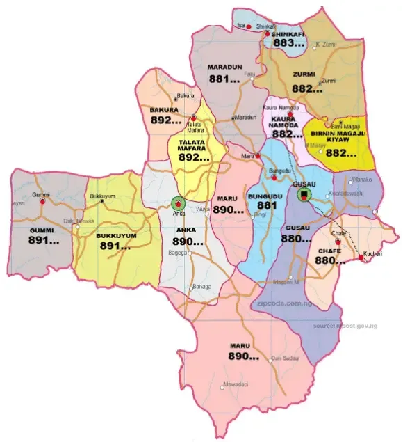 Zamfara State Postal Code Maps