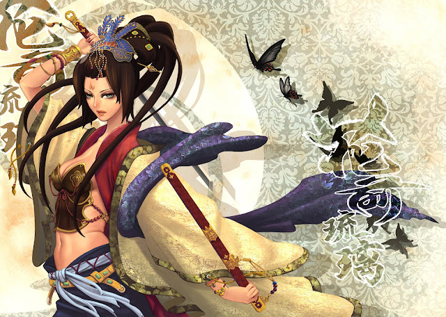 Kimono Girl Sword Butterfly 1521