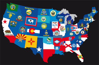 usa map state flags