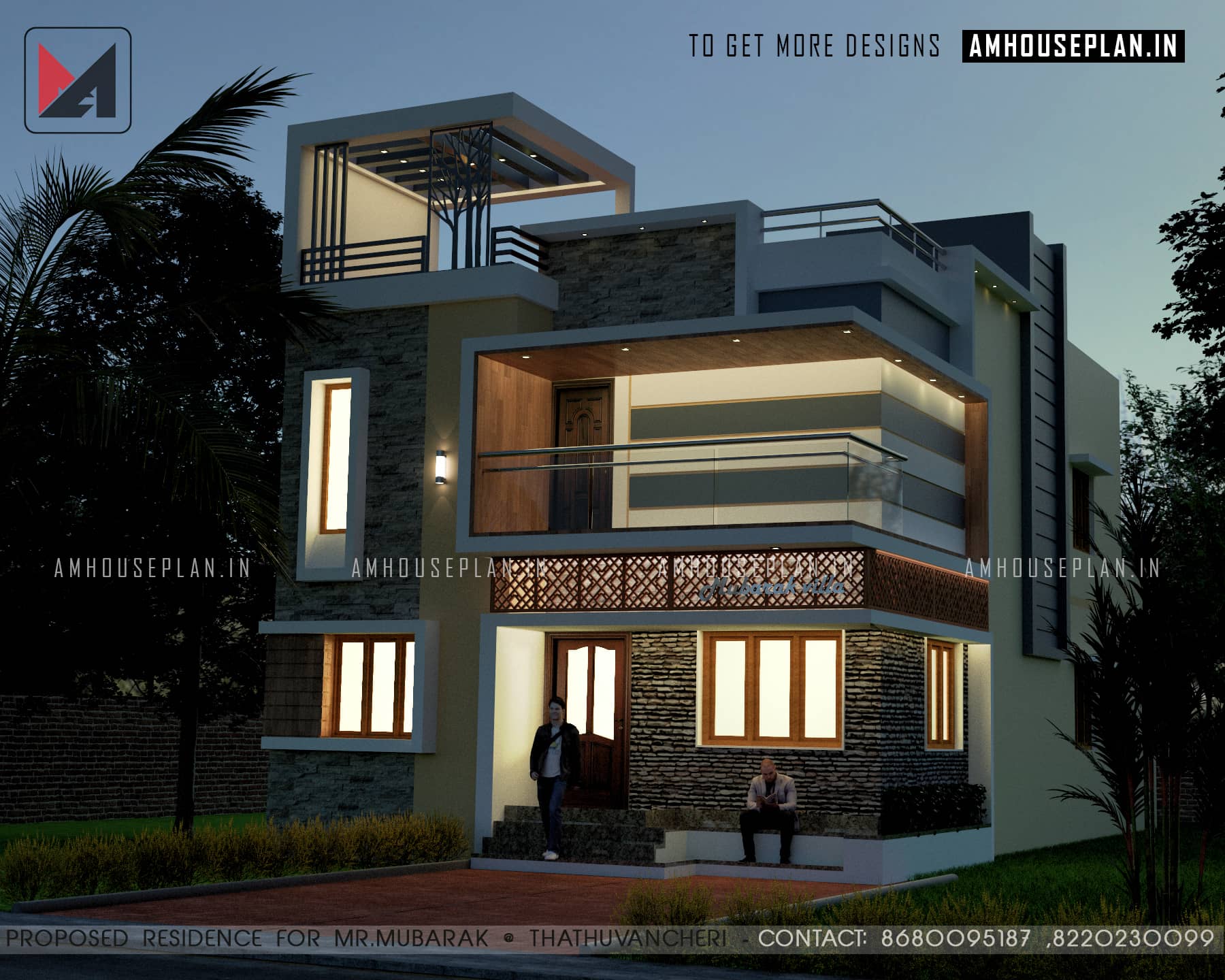 26 x 46 Indian Modern house plan and elevation