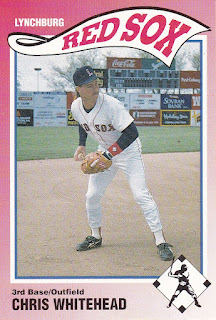 Chris Whitehead 1990 Lynchburg Red Sox card, Whitehead posed fielding