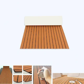 EVA Foam Synthetic Teak Self-Adhesive Decking Marine Floor Boat Yacht Car Brown with black seam line hown - store 🎁