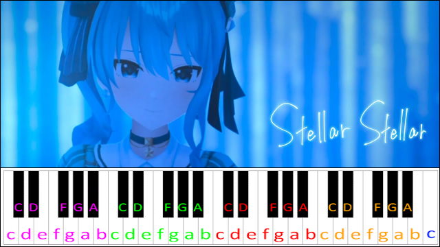 Stellar Stellar by Hoshimachi Suisei 星街すいせい Piano / Keyboard Easy Letter Notes for Beginners