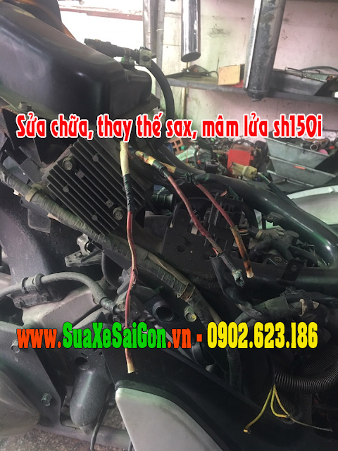 Sửa chữa thay thế mâm lửa, sax honda SH 150i, Sửa bệnh xe hay bị hết bình