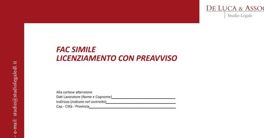 Esempio di lettera di licenziamento