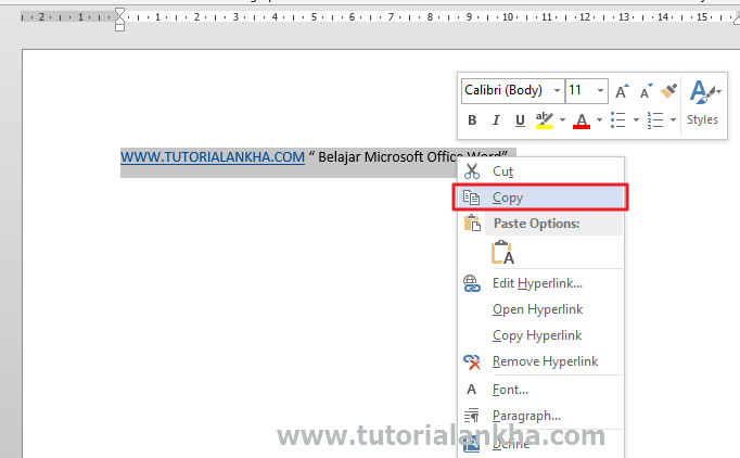 Cara Copy, Cut dan Paste text di microsoft Office word