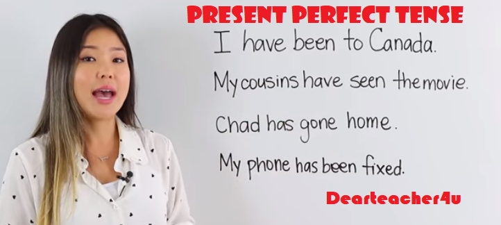 The girl learns English in the class. She is a Chinese Girls. What is present perfect tense and example? Image result for present perfect tense The present perfect tense is a tense used in present to indicate the action that has taken place at some specific time. It uses auxiliary verb and past participle for the main verb i.e. verb + ed. Some examples of present perfect tense are – I have watched this movie before, He has completed his homework.