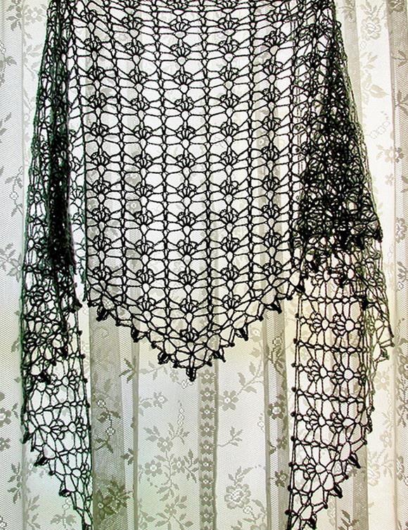 Crochet Lace Shawl For Summer, black