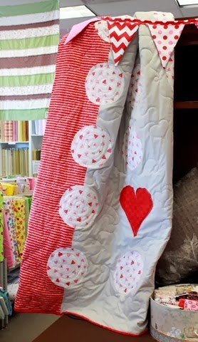 valentine quilt - gray, red, pink and white